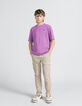 Violet T-shirt opdruk fluwelen flocking rug jongens-2