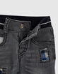 Light grey jeans knitlook met patches babyjongens -5