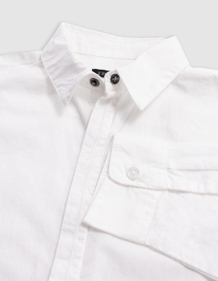 Boy’s white shirt, lightning embroidered on button placket-6