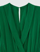 Women’s green viscose 7/8 jumpsuit with slit on back-3