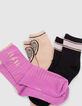 Chaussettes noires, violettes et dorées fille-3