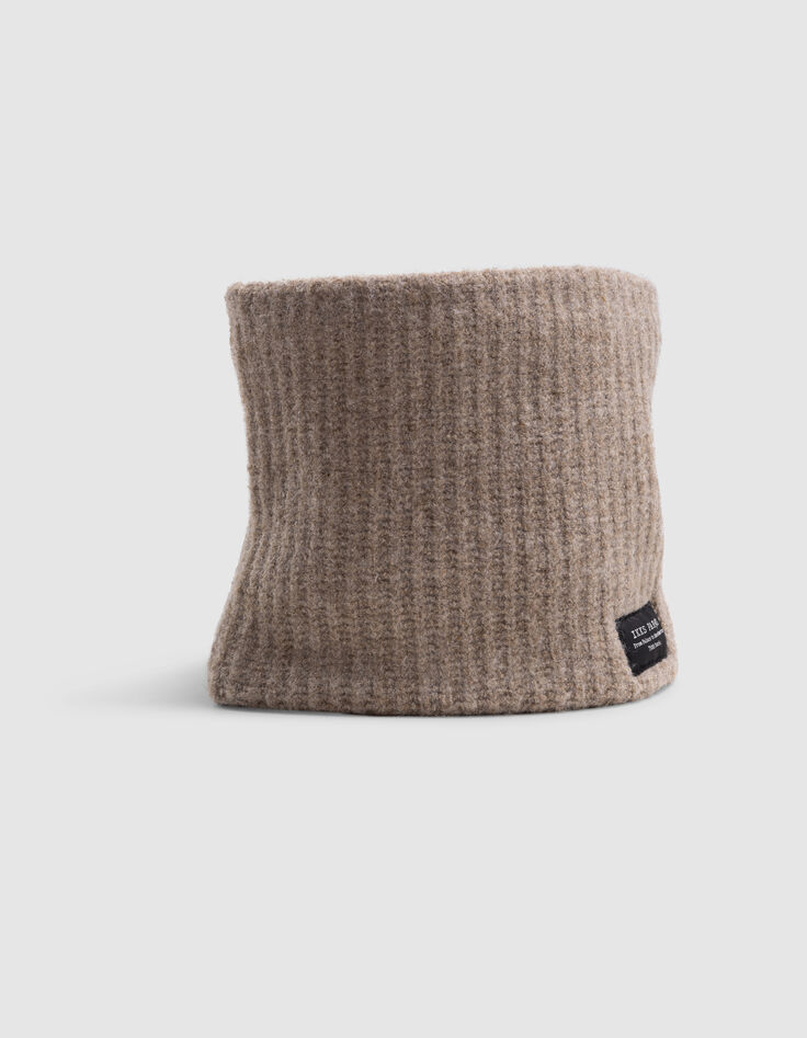 Boy's camel thick-ribbed knitted snood-6