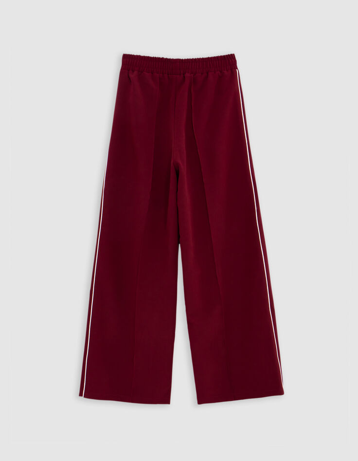 Wide-leg burgundy pants with ecru bias on girls' sides-6