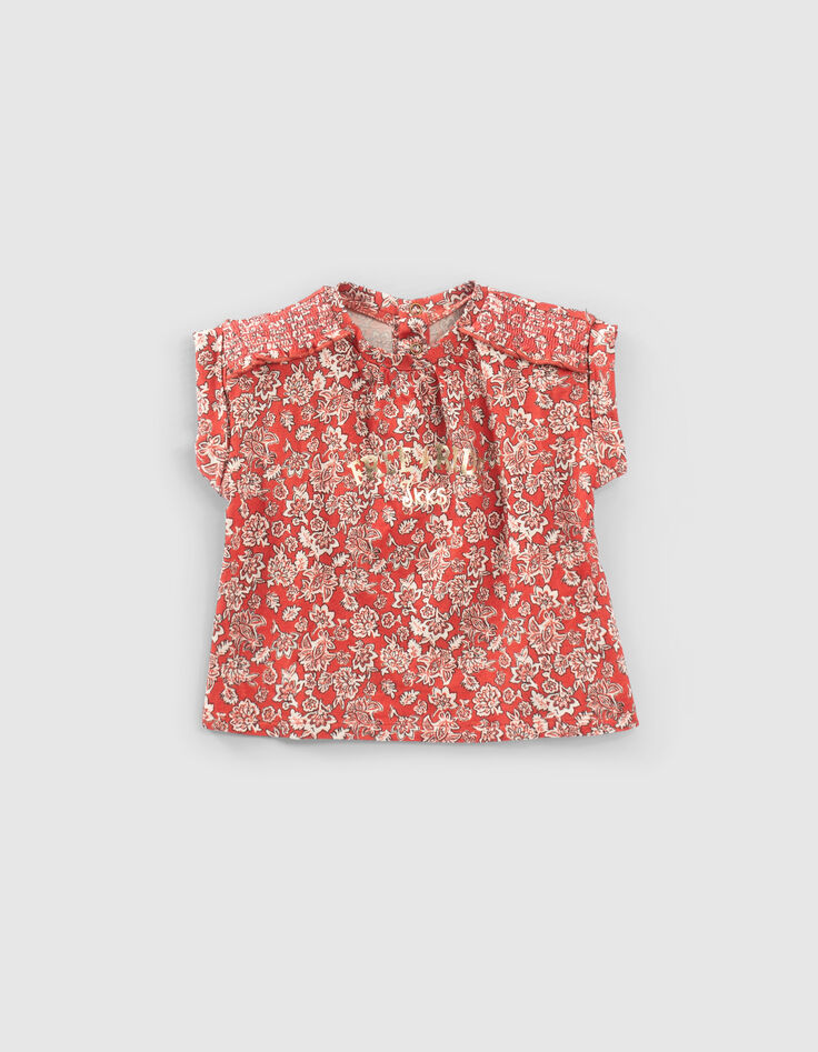 Rood T-shirt bloemenprint babymeisjes-1
