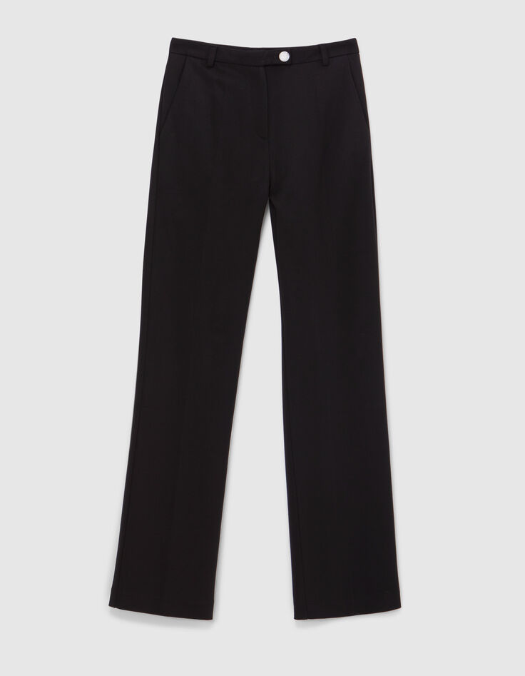 Women's black knit straight suit trousers-6