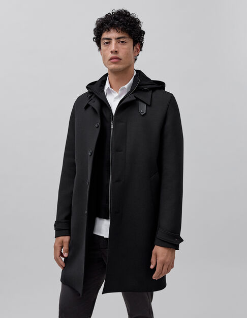 Trench noir à parementure-capuche amovible Homme - IKKS