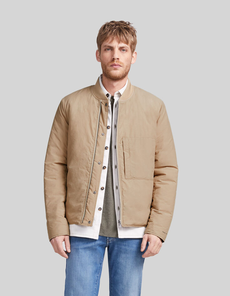 Chaqueta acolchada fina caqui y beige tipo bomber hombre-1