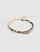 Yellow metal bracelets with black and gold beads for girls-2