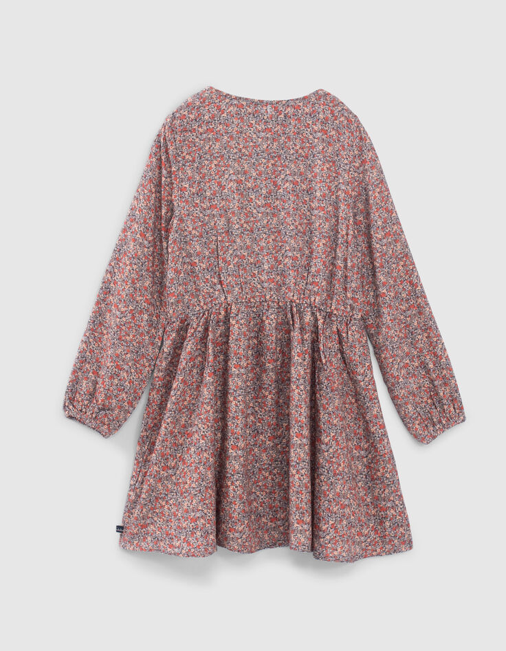Girls’ navy micro-flower print dress-3