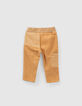 Baby boys’ camel mixed-fabric elasticated trousers-3