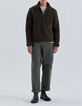 Men’s khaki Sherpa sweatshirt with kangaroo pocket-6