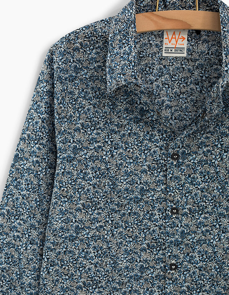 Boys’ navy Liberty® floral motif shirt-2