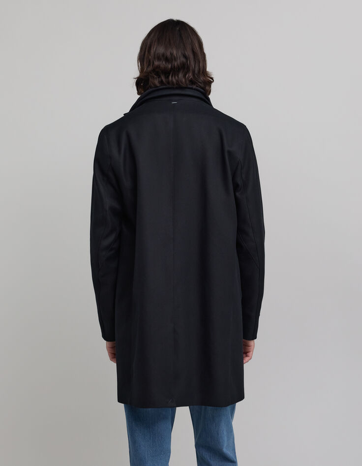 Zwarte trenchcoat voor heren met afneembaar beleg-4