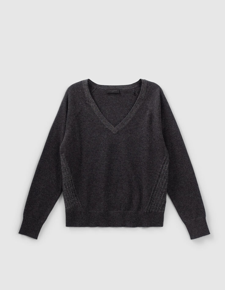 Pure Edition-Pull gris tricot cachemire et lurex Femme-5