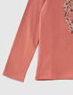 Camiseta rosa palo algodón ecológico calavera niña-4