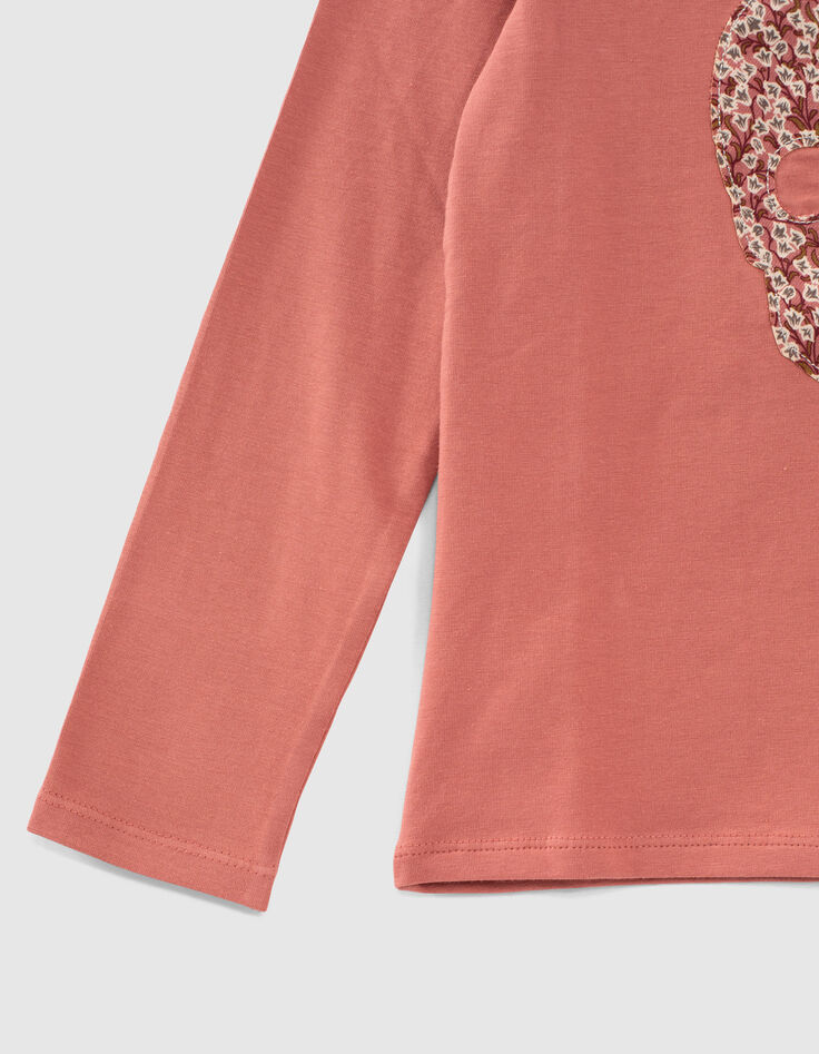 Camiseta rosa palo algodón ecológico calavera niña-4