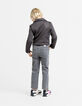 Straight grey jeans with girl's embroidery-2