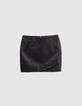 Pure Edition-Women’s black leather miniskirt with eyelets-4