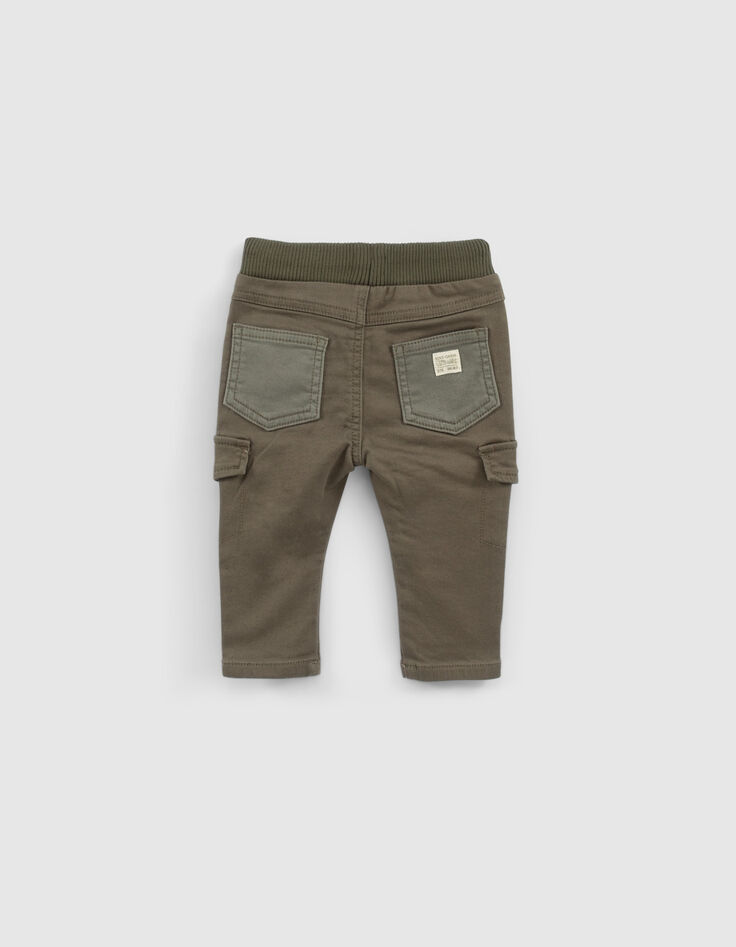 Baby boys’ khaki combat trousers with contrasting pockets-3