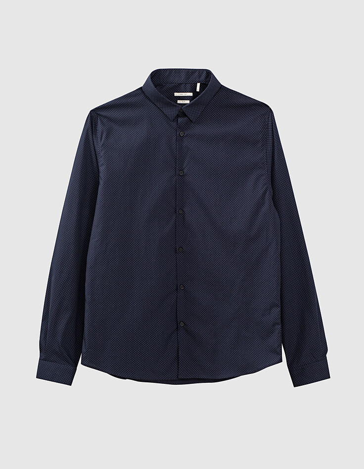 Men’s navy SLIM shirt with blue polka dot print-1