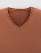 T-shirt L'Essentiel cognac coton bio encolure V Homme-5