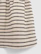 Girls’ ecru dress with striped motif jacquard-6