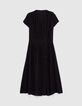 Women’s black buttoned crepe midi dress-6