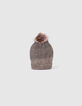 Baby boys’ khaki fur-lined knit beanie with pompom-7
