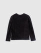 T-shirt noir maille velours jacquard brillant fille-4