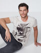 Camiseta marfil de rayas con guitarra y palmera Hombre-1