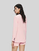 Women’s pink suit jacket with black collar-3