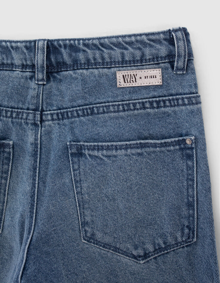 Girls' medium blue wide leg jeans-5