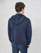 Stahlblaue Herrensteppjacke aus Materialmix-3