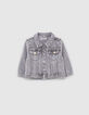 Light grey jeansjasje bio etnische biezen babymeisjes -3