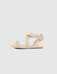 Platte sandalen in naturel raffia gesp enkel dames-2