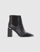 Low boots noires cuir embossé barrette métal Femme-1