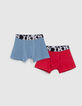 Jungen-Boxershorts in Mittelrot und Blau -1