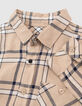 Boy's beige plaid shirt-7