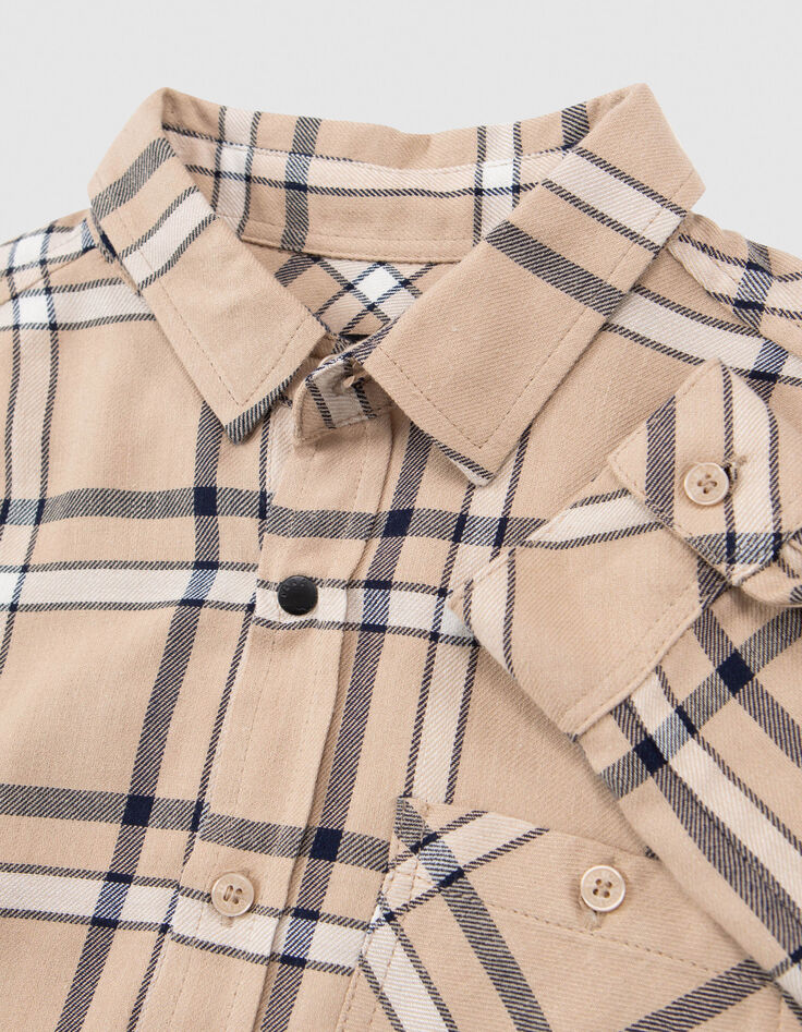 Boy's beige plaid shirt-7