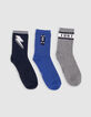 Boys' blue, grey and navy socks-1