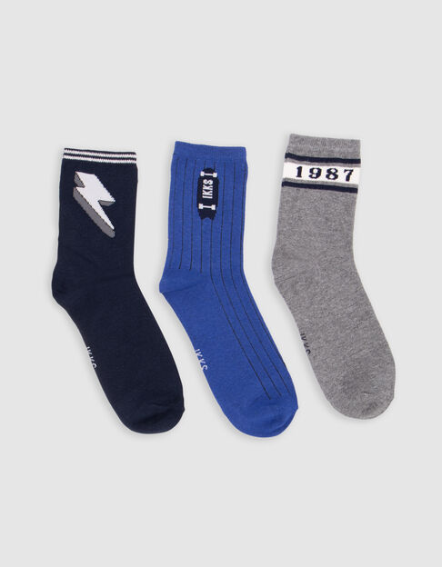 Boys' blue, grey and navy socks - IKKS