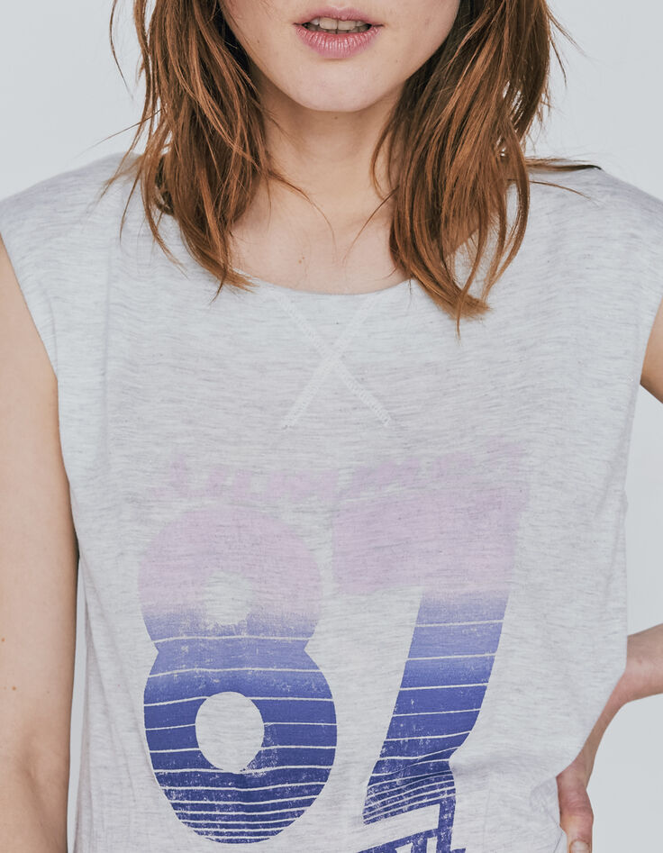 Cremeweißes Damen-T-Shirt aus Ecovero®-Viskose mit Motiv-2