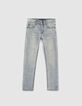 Blauwe slim jeans met gevlochten riem jongens-4