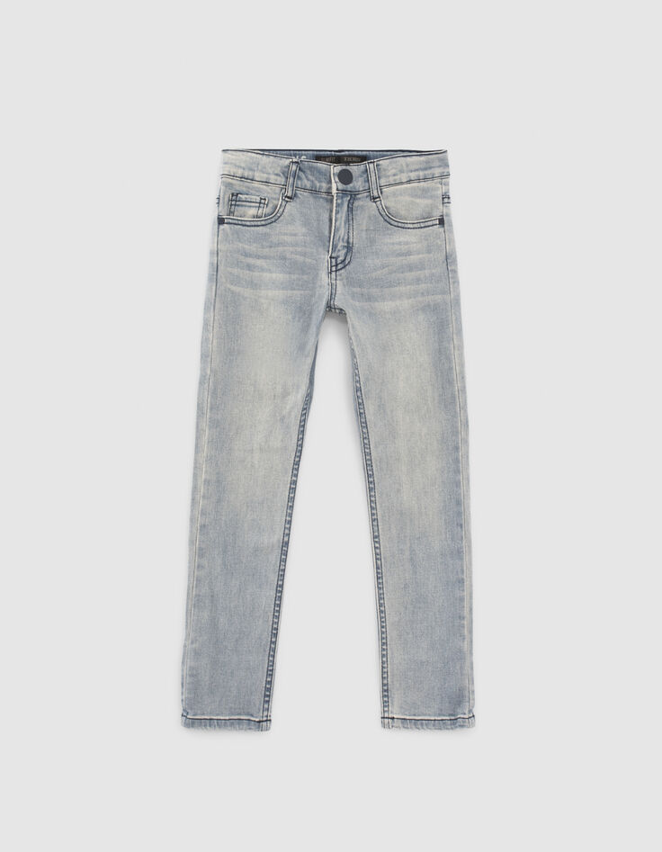 Blauwe slim jeans met gevlochten riem jongens-4