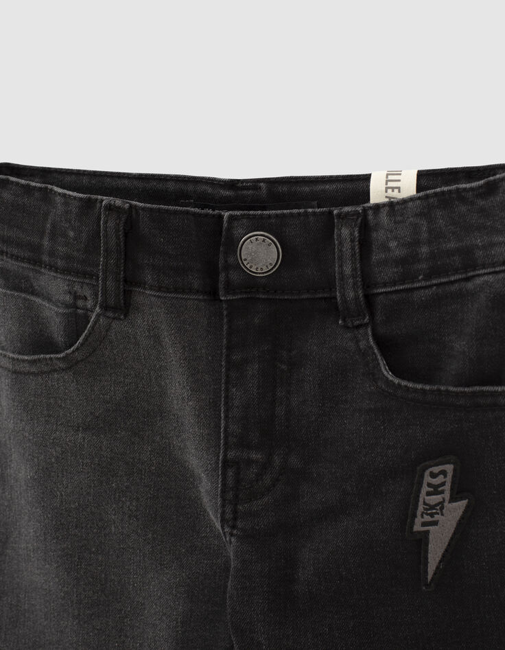 Jean slim noir esprit patchwork garçon -3