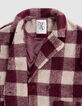 Girl's burgundy wool plaid coat-7