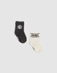 Anthrazitgraue und hellgraue Socken für Babyjungen-1