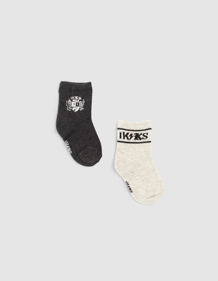 Chaussettes gris anthracite et gris clair bébé garçon-1