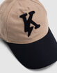 Boy’s camel cap with embroidered bouclette lightning-K-6