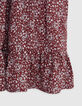 Girl's burgundy micro floral print dress-4